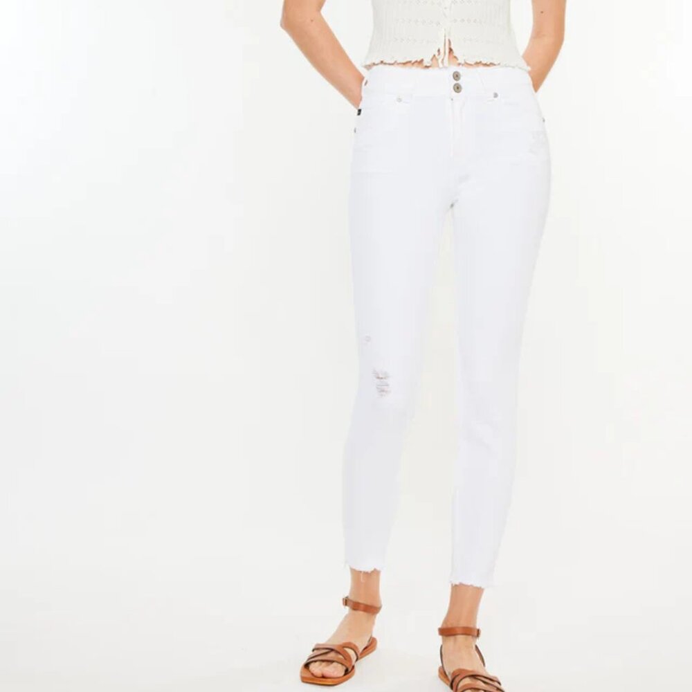 NWT - KanCan White Skinny Jeans - Frayed Ends - Size 11/29 - Style KC7317WT